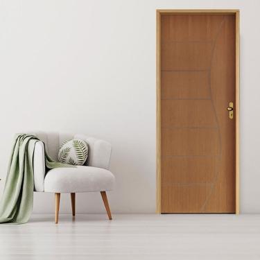 Imagem de Kit Porta De Madeira 210X72Cm Batente 14Cm Fechadura Taco De Golf Externa 12 Imbuia