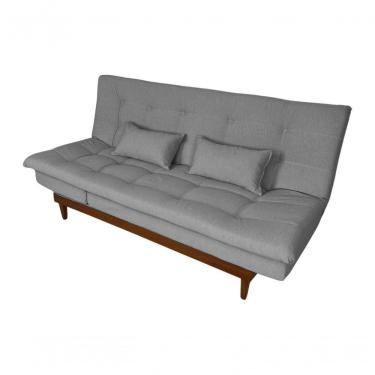 Imagem de Sofá Cama Versátil 3 Lugares Império Reclinável Casal Pés De Madeira Linho Grafite 199