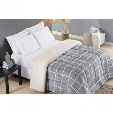 Imagem de Coberdrom Sherpa E Flannel Austin Queen Manta 150g 01 Peça - Cinza