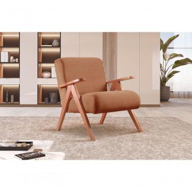 Imagem de Poltrona Braço De Madeira Laguna bouclé Laranja 402