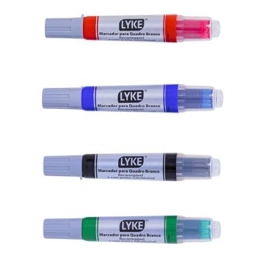 Imagem de Kit 4 Pincel Marcador Quadro Branco Recarregável Lyke
