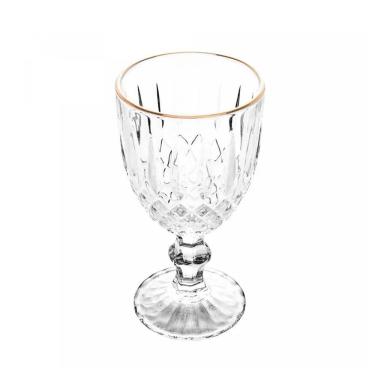 Imagem de Taça De Vidro Transparente Com Borda Dourada Fio De Ouro Greek 345ml Wolff