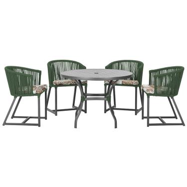 Imagem de Mesa Com 4 Cadeiras E Noronha Estofado 6 Trama Original Verde