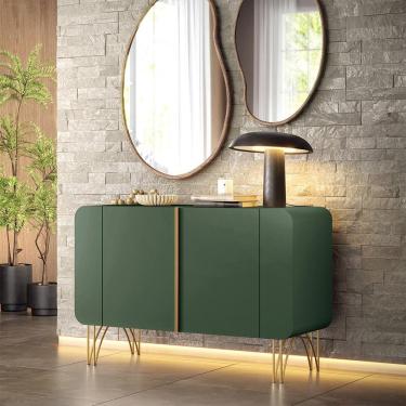 Imagem de Buffet Decorativo Sala De Estar Bambino Mdp/mdf Pés Em Aço Verde Pistache G26 - Gran Belo
