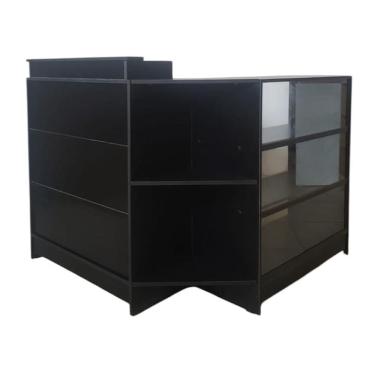 Imagem de Balcão Caixa + vitrin Lojas E Comércios Em Geral 100% Mdf Preto - Suprema Móveis