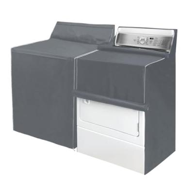 Imagem de MRPAPA Capas Para Lavadora E Secadora Mrpapa, Capa Protetora À Prova D'Água Poeira Máquina De Lavar, Com Zíper Proteção Solar Lavadora/Secadora Carregamento Frontal Superior (Pacote 2 - Cinza)