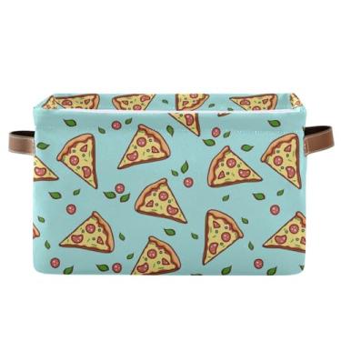 Imagem de KEEPREAL Cestas De Armazenamento Pizza Doodle, Caixa Retangular Dobrável Decorativa Tecido Lona Para Casa, Pacote Com 2