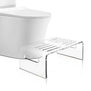 Imagem de Cutora Banco Sanitário De Acrílico 7" Altura Para Adultos E Crianças, Com Degraus Transparentes, Banheiro, Penico Portátil, Moderno, Antiderrapante, Auxiliar Cocô, Cama Infantil, Pés Listrados, Quar