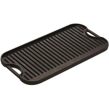 Imagem de Lodge Grelha/Chapa de ferro fundido reversível Pro-Grid de 50 x 26 cm – Panelas de fogão duplo, pré-temperadas, não tóxicas, feitas nos EUA, para fogão, forno, churrasqueira e fogueira