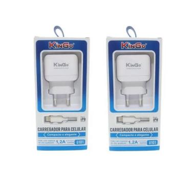 Imagem de Kit 2 Carregadores Kingo 1.2A 5V Para Iphone Se 2020