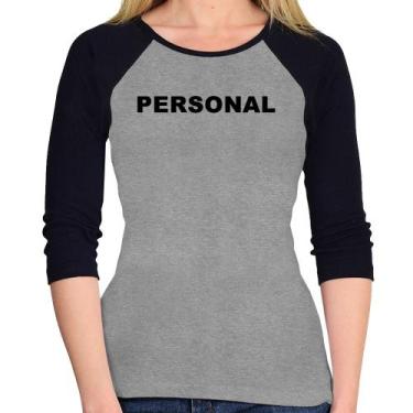 Imagem de Baby Look Raglan Personal  Manga 3/4 - Foca na Moda, Cinza, Preto, M