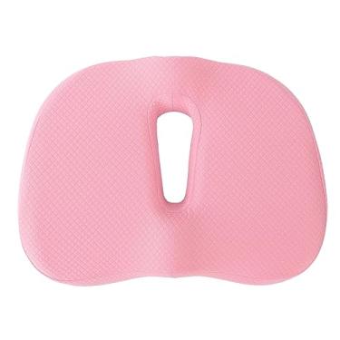 Imagem de Almofada ortopédica de escritório com espuma viscoelástica para alívio de hemorróidas, almofada cinza respirável para carro, casa, escritório, viagem (rosa)