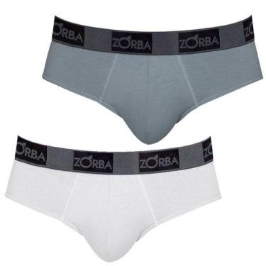 Imagem de Kit C/2 Cuecas Zorba Slip Plus - 0716, Branco, Grafite, GG