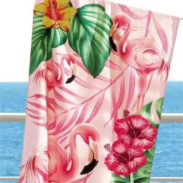Imagem de Toalha Banho Dohler Aveludada Flamingos 02