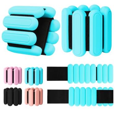 Imagem de Conjunto de 2 pesos ajustáveis para pulso e tornozelo (500 g cada), pulseiras de silicone premium vestíveis, adequado para ioga, pilates, treino de academia em casa, dança, exercícios de piscina