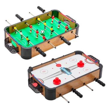 Imagem de Pebolim Totó Futebol Hockey De Mesa Jogo 2 Em 1 Mdf Infantil - DM TOYS