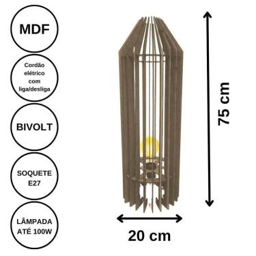 Imagem de Luminária De Chão Mdf Penedo Marrom - 75x20cm
