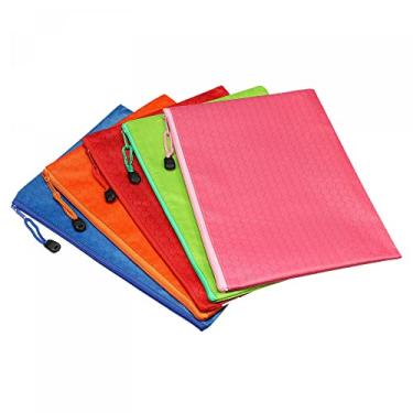 Imagem de PATIKIL Sacos de arquivo impermeáveis com zíper, pacote com 5, pastas de armazenamento de documentos B5, bolsa de lápis para viagens de escritório, multicolorido