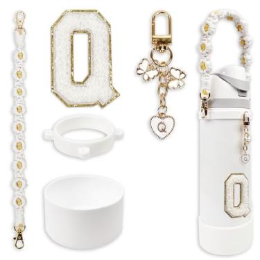 Imagem de Conjunto de monograma fofo de bota de silicone compatível com garrafa de água Owala 1,134 g - Acessórios perfeitos para Owala Tumbler, Owala Free Sip, Pink Owala, Black Owala, copo de café owala