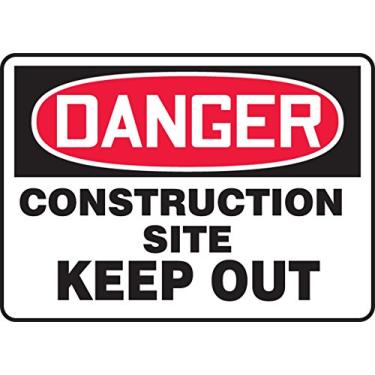 Imagem de Accuform Signs MCRT120VA Placa de alumínio, legend"Danger Construction SITE Keep Out", 25,4 cm de comprimento x 35,5 cm de largura x 0,12 cm de espessura, vermelho/preto sobre branco