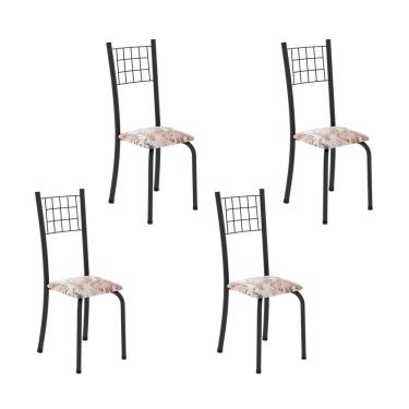 Imagem de Kit 4 Cadeiras Tubular 95x37x40 Cm Dany Botanic Bege / Preto