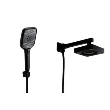 Imagem de Ducha Black ABS Autolimpante com Chuveirinho Manual com Trava - AMG Me