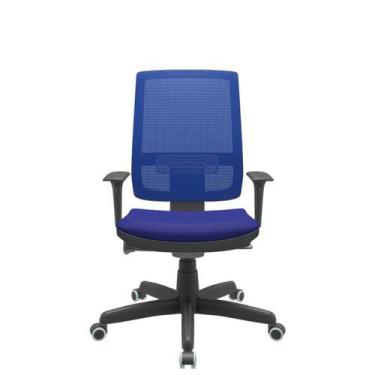 Imagem de Cadeira Office Brizza Tela Azul Assento Aero Azul Autocompensador Base