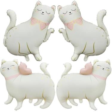 Imagem de Pacote com 4 balões de gato, balões de gatinho para decoração de festa de aniversário, decoração de chá de bebê