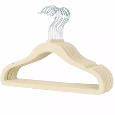 Imagem de Kit 10 unidades Cabides Infantil Veludo Para Roupas Adulto 30cm Antideslizante Gira 360º