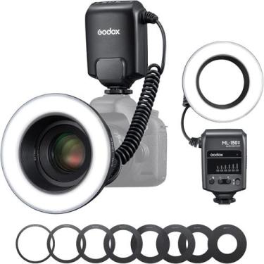 Imagem de Flash macro Godox ML150 II com anel adaptador de 8 peças para câmeras 