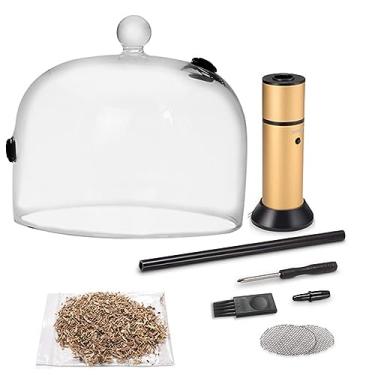 Imagem de Kit portátil de defumador de coquetel com pistola, cúpula e tampa de copo – Kit de infusor portátil para uso interno e externo, presentes elegantes para homens, pai, marido, amantes de fumo, pacote E