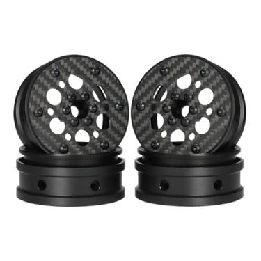 Imagem de 2.2 beadlock Wheels 4PCS Carbon Fiber Wheel Rims for 1/10 RC Crawler Cheater Rigs Capra SCX10 Pro TF2 Element Enduro TRX4 Upgrade Parts (B)