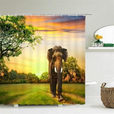 Imagem de Cortinas de chuveiro de paisagem para banheiro Poliéster Cenário natural Floresta Impressão Cortina de chuveiro com gancho 180 * 200CM,1727G,W90xH180cm