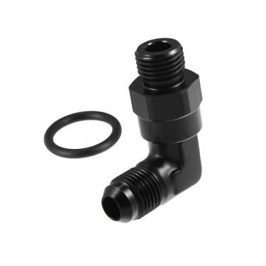 Imagem de REPAIROCK 90 graus 6AN flare para porta 6AN ORB macho adaptador de trilho de bomba de combustível adaptadores de encaixe de combustível giratório com anel de vedação para carro liga de alumínio preto