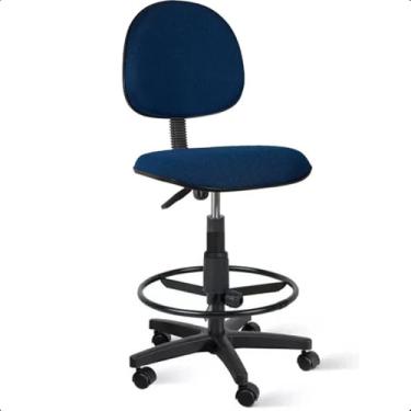Imagem de Cadeira de Escritório Caixa Alta Executiva Azul Escuro com Preto – Ergonômica com Rodízios e Aro de Aço para Bancadas Escritex