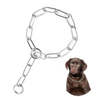 Imagem de Coleira gargantilha para cães, coleira de corrente de metal prateado para treinamento pesado, martingale, para cães PPP, PP, pequeno, médio, grande, animais de estimação, meninos e meninas