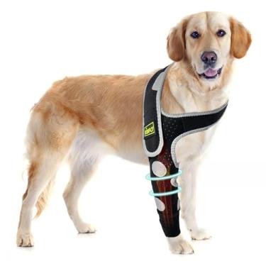 Imagem de Suporte de ombro e cotovelo para cães – Manga anti-lamber para deslocamento do ombro, lesões no cotovelo, recuperação pós-operatória – suporte de perna frontal refletivo e respirável, alternativa de