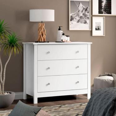 Imagem de Cômoda 3 Gavetas Branca 76x40x73 cm Ditália