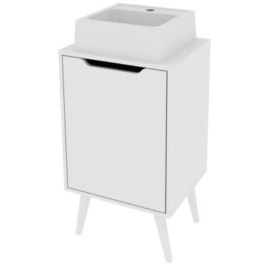 Imagem de Gabinete para Banheiro 45 cm Cuba Quadrada 1 Porta Retrô