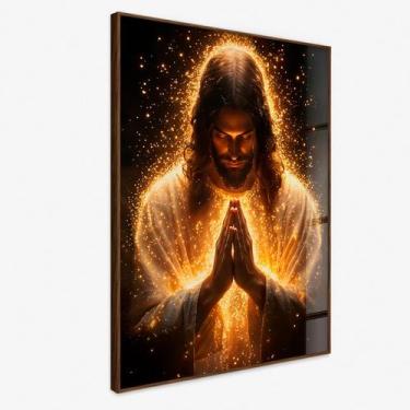 Imagem de Quadro Decorativo Sala Moderna Decoração Religiosa Jesus Orando Fé E P