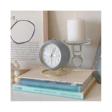 Imagem de Despertadores Despertador analógico decorativo adorável despertador analógico operado por bateria para escritório sala de estar escola cama mesa despertador multifuncional Relógio de cabeceira(Purple)