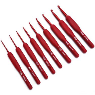 Imagem de Domary Ergonômico Crochet Hook Sweater Craft Acessórios Red Handle Knitting Ferramentas para Crochê Confortável [Iniciantes]