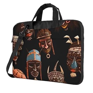 Imagem de Ritual africano étnico tribal capa para laptop à prova de choque capa protetora para notebook bolsa portátil para laptop bolsa à prova d'água, Preto, 14 inch