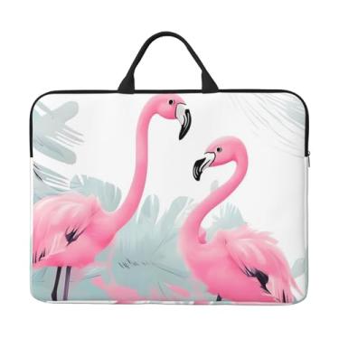 Imagem de Capa para laptop Love Flamingo de 14 polegadas, bolsa de transporte para computador, à prova de choque, capa protetora para notebook, bolsa portátil para laptop à prova d'água para homens e mulheres