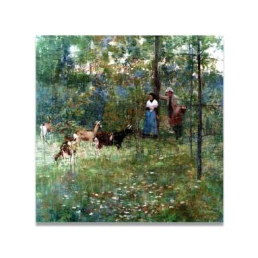 Imagem de A Stranger John Lavery Iconic Realist Portrait & War Scene Canvas Art – Decoração de parede irlandesa atemporal para casa 30 x 30 cm Un Framed