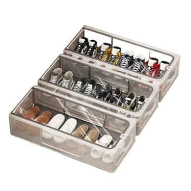 Imagem de Caixas Organizadoras Para Tênis Sapatos Multiuso Empilhável Tampa Flip(3PC,40x30x15cm)
