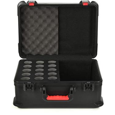 Imagem de Gator Capas de voo moldadas para armazenar até (15) microfones com fio com trava de bloqueio aprovada pela TSA e armazenamento de cabos; (GTSA-MIC15)