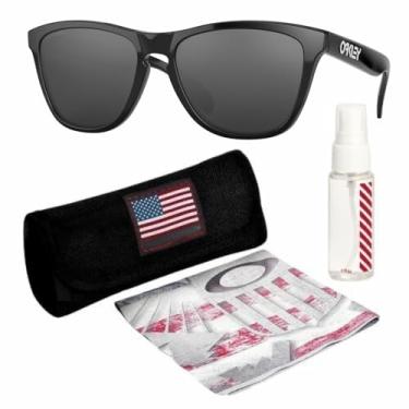 Imagem de OAKLEY Óculos de sol FROGSKINS OO9013 formato quadrado com kit oficial de óculos, Preto polido, 55 mm