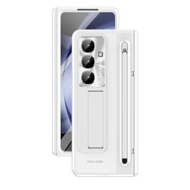 Imagem de POYUFRG Capa com suporte para Samsung Galaxy Z Fold 7, capa fosca fina com suporte S-Pen e capa de proteção de lente de dobradiça de tela, branca, Z Fold 7