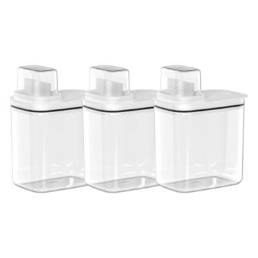 Imagem de Kit 3 Dispensers para Lavanderia 1,5 Litros Organizadores de Sabão/Amaciante Flow Ou Cor:Branco